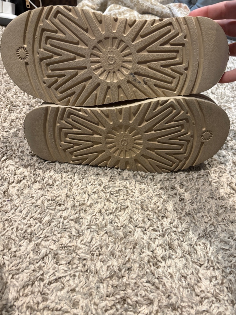 UGG Taupe Suede Platform Cozy Lined Slip-Ons - Picture 6 of 6